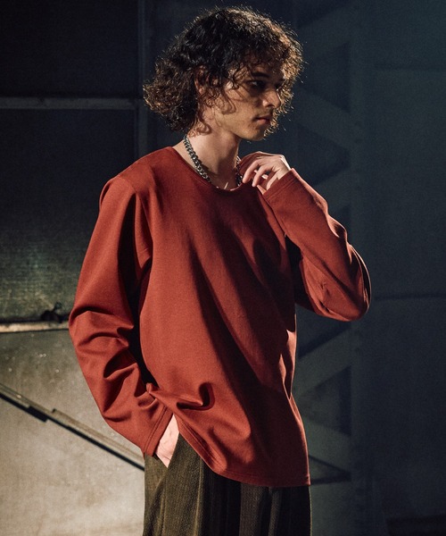 CASPER JOHN（キャスパージョン）の「Drape U-neck cut-sew/ドレープUネックカットソー（Tシャツ/カットソー・メンズ・ブラック/レッド/ホワイト/グレー/チャコールグレー/ブルー・X-SMALL/SMALL/MEDIUM/LARGE）」の20枚目の写真