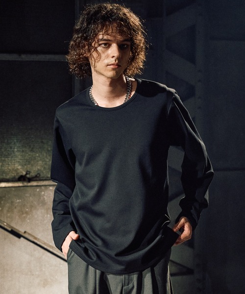 CASPER JOHN（キャスパージョン）の「Drape U-neck cut-sew/ドレープUネックカットソー（Tシャツ/カットソー・メンズ・ブラック/レッド/ホワイト/グレー/チャコールグレー/ブルー・X-SMALL/SMALL/MEDIUM/LARGE）」の22枚目の写真