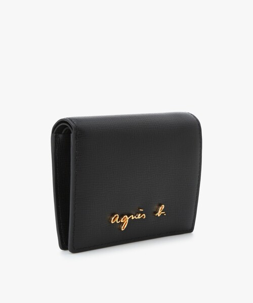 agnès b. ブラック 二つ折り財布 レザー 二つ折り ウォレット 