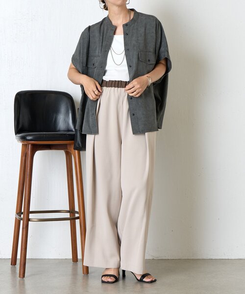 Jena espace merveilleux(ジェナ エスパスメルヴェイユ)の「リヨセルツイルシャツ(シャツ/ブラウス・レディース・チャコールグレー/カーキ・FREE)」の6枚目の写真