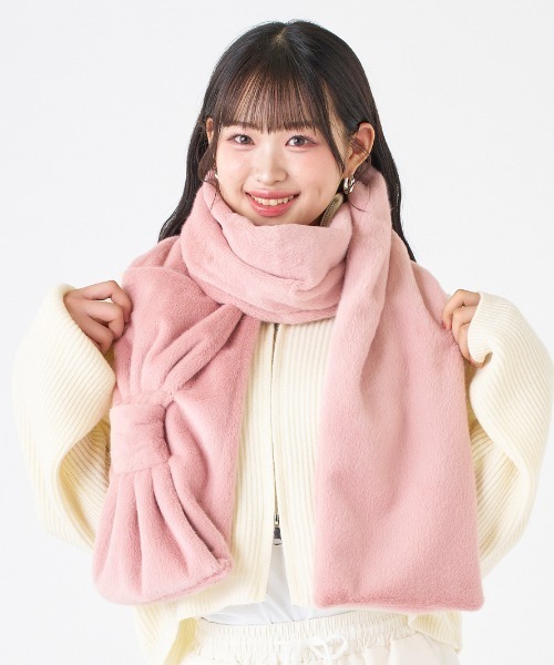 セール】フェイクファーマフラー ”ビッグリボン”（マフラー）｜estaa