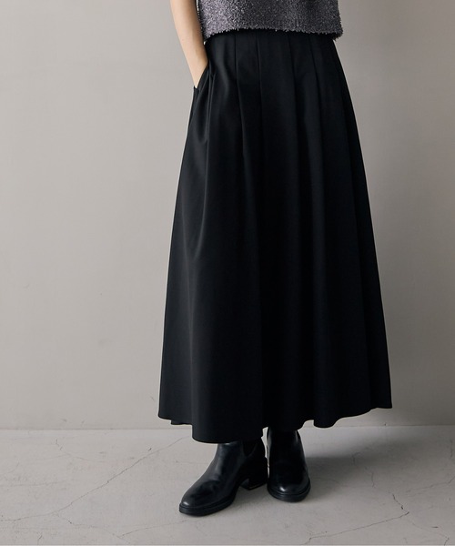 セール】[セットアップ対応]きれいめはっ水タックフレアスカート