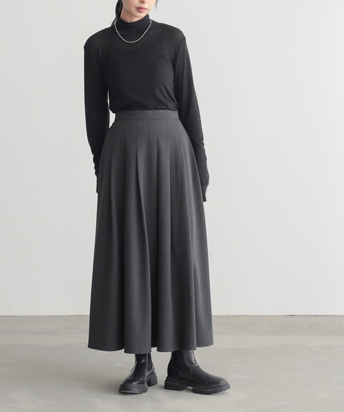 for/c（フォーシー）の「[セットアップ対応]きれいめはっ水タックフレアスカート【サスティナブル】（スカート・レディース・ブラック/チャコールグレー/グレー/ライトグレー・L/M）」の19枚目の写真