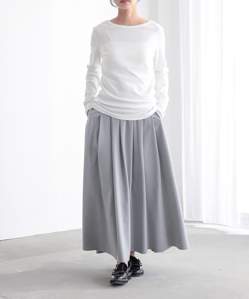 for/c（フォーシー）の「[セットアップ対応]きれいめはっ水タックフレアスカート【サスティナブル】（スカート・レディース・ブラック/チャコールグレー/グレー/ライトグレー・L/M）」の9枚目の写真