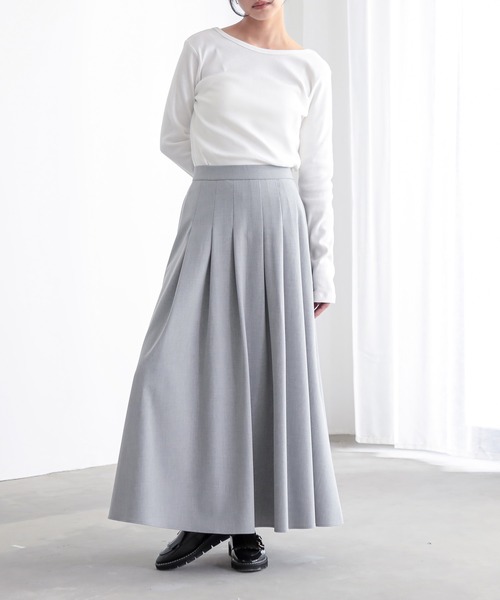 for/c（フォーシー）の「[セットアップ対応]きれいめはっ水タックフレアスカート【サスティナブル】（スカート・レディース・ブラック/チャコールグレー/グレー/ライトグレー・L/M）」の10枚目の写真