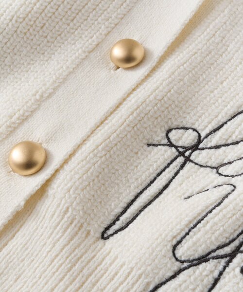 La boutique BonBon（ラブティックボンボン）の「【大人の遊び心】手書き風ロゴ刺繍片畦カーディガン（カーディガン/ボレロ・レディース・オフホワイト/ピンク・FREE）」の10枚目の写真