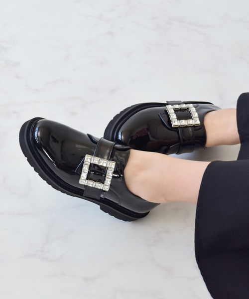 Bridget Birkin（ブリジットバーキン）の「【Bridget Birkin】スクエアサイドビジューローファー(551650)（ローファー・レディース・ブラック系その他/ブラック・23/23.5/24/24.5/22.5）」の2枚目の写真