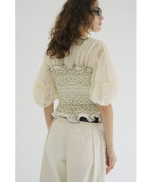 CLANE（クラネ）の「CLANE COLOR STITCHED SHIRRING TOPS 19122-4012