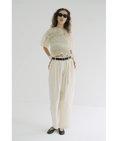 CLANE（クラネ）の「CLANE COLOR STITCHED SHIRRING TOPS 19122-4012