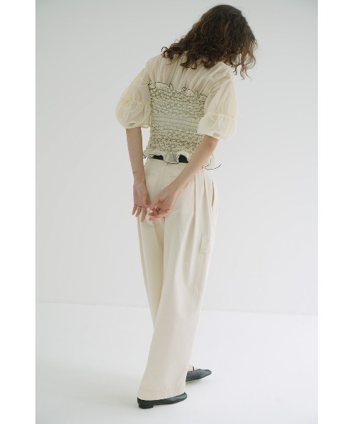 CLANE COLOR STITCHED SHIRRING TOPS