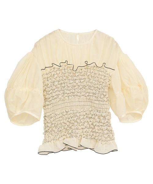 CLANE（クラネ）の「CLANE COLOR STITCHED SHIRRING TOPS 19122-4012