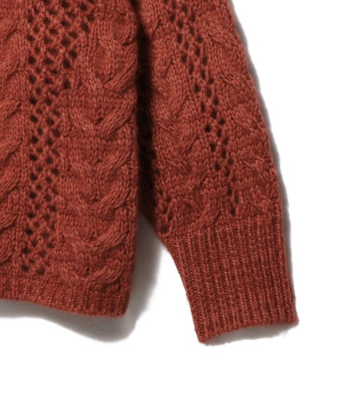 COLUMN（コラム）の「COLUMN / ケーブルシアーニット（ニット/セーター・レディース・コーラル/オフホワイト/グレー/ブラック・FREE）」の7枚目の写真