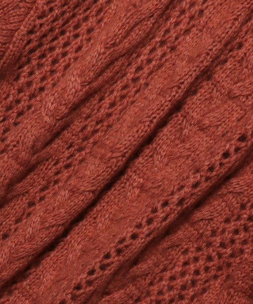 COLUMN（コラム）の「COLUMN / ケーブルシアーニット（ニット/セーター・レディース・コーラル/オフホワイト/グレー/ブラック・FREE）」の8枚目の写真