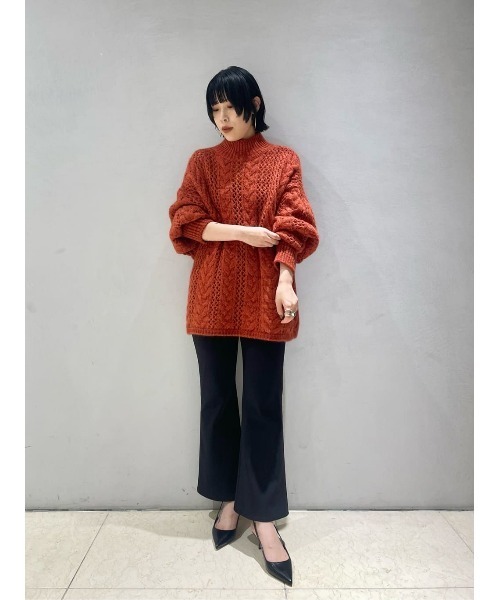 COLUMN（コラム）の「COLUMN / ケーブルシアーニット（ニット/セーター・レディース・コーラル/オフホワイト/グレー/ブラック・FREE）」の14枚目の写真