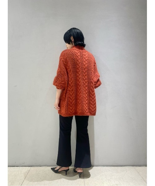 COLUMN（コラム）の「COLUMN / ケーブルシアーニット（ニット/セーター・レディース・コーラル/オフホワイト/グレー/ブラック・FREE）」の15枚目の写真