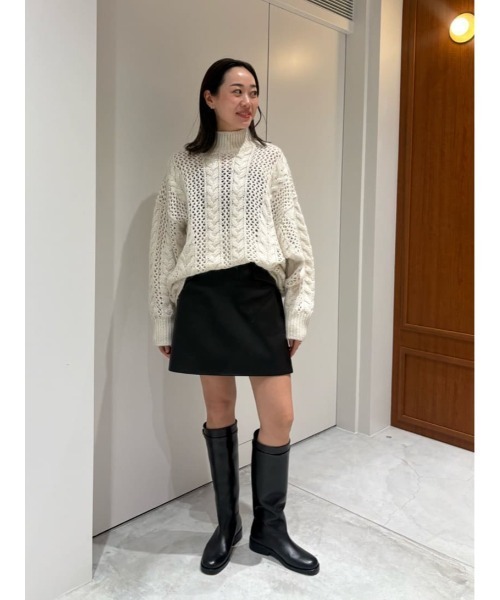 COLUMN（コラム）の「COLUMN / ケーブルシアーニット（ニット/セーター・レディース・コーラル/オフホワイト/グレー/ブラック・FREE）」の16枚目の写真