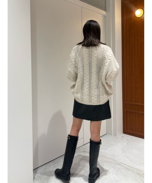 COLUMN（コラム）の「COLUMN / ケーブルシアーニット（ニット/セーター・レディース・コーラル/オフホワイト/グレー/ブラック・FREE）」の17枚目の写真