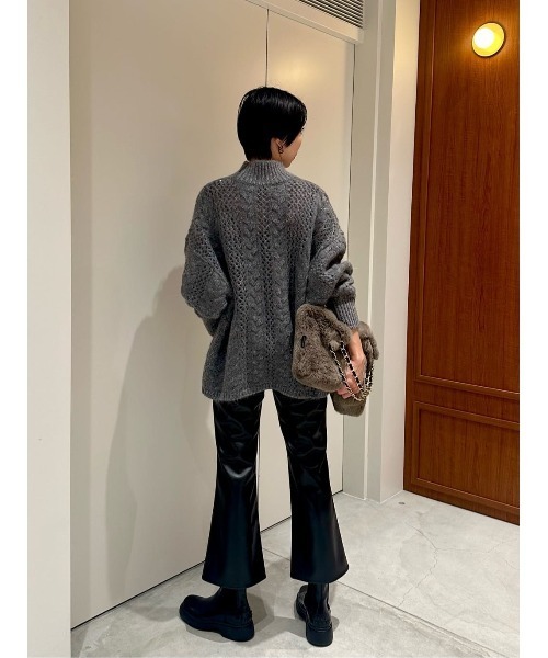 COLUMN（コラム）の「COLUMN / ケーブルシアーニット（ニット/セーター・レディース・コーラル/オフホワイト/グレー/ブラック・FREE）」の20枚目の写真