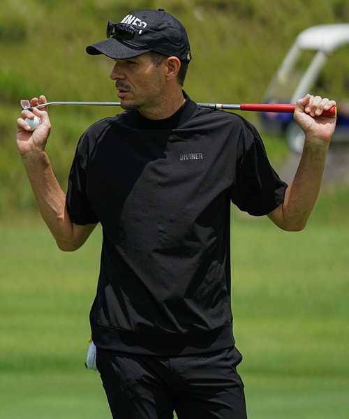 DIVINER GOLF】シャカピステリブ半袖モックネック Tシャツ メンズ