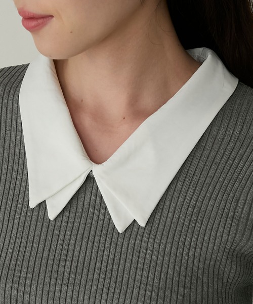 Cherir Mignon(シェリルミニョン)の「【Cherir Mignon】2wayフリルドッキングリブニットプルオーバー(ニット/セーター・レディース・グレー/ブラック/ネイビー・FREE)」の15枚目の写真