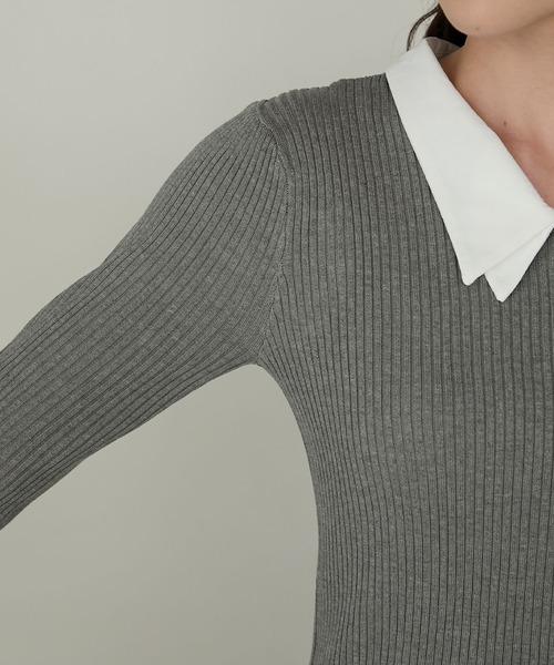 Cherir Mignon(シェリルミニョン)の「【Cherir Mignon】2wayフリルドッキングリブニットプルオーバー(ニット/セーター・レディース・グレー/ブラック/ネイビー・FREE)」の17枚目の写真