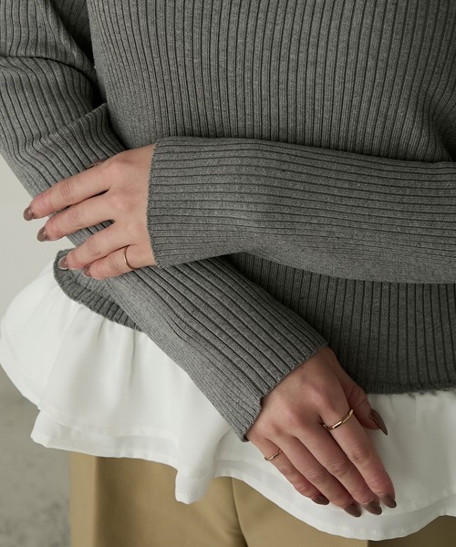 Cherir Mignon(シェリルミニョン)の「【Cherir Mignon】2wayフリルドッキングリブニットプルオーバー(ニット/セーター・レディース・グレー/ブラック/ネイビー・FREE)」の18枚目の写真