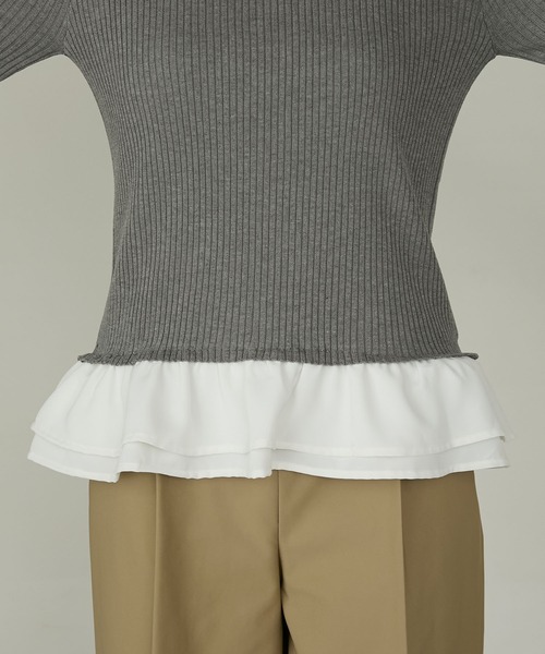 Cherir Mignon(シェリルミニョン)の「【Cherir Mignon】2wayフリルドッキングリブニットプルオーバー(ニット/セーター・レディース・グレー/ブラック/ネイビー・FREE)」の19枚目の写真