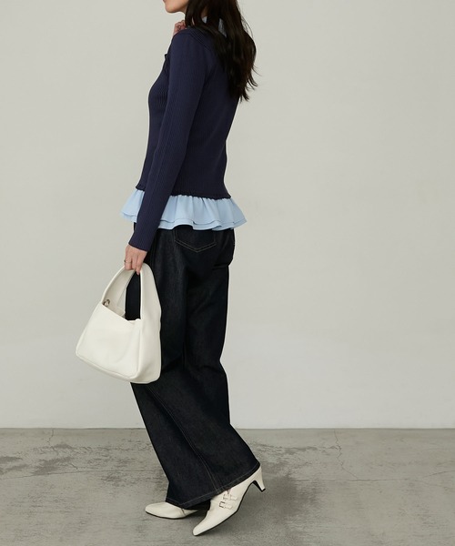 Cherir Mignon(シェリルミニョン)の「【Cherir Mignon】2wayフリルドッキングリブニットプルオーバー(ニット/セーター・レディース・グレー/ブラック/ネイビー・FREE)」の12枚目の写真