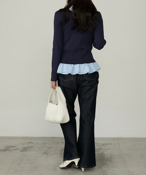 Cherir Mignon(シェリルミニョン)の「【Cherir Mignon】2wayフリルドッキングリブニットプルオーバー(ニット/セーター・レディース・グレー/ブラック/ネイビー・FREE)」の13枚目の写真