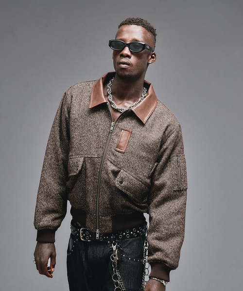 ANDER HUNK（アンダーハンク）の「Wool Blend Tweed Flight Jacket / ウールブレンドツイードフライトジャケット（ブルゾン・メンズ・ブラウン/ブラック・LARGE/MEDIUM/SMALL）」の19枚目の写真