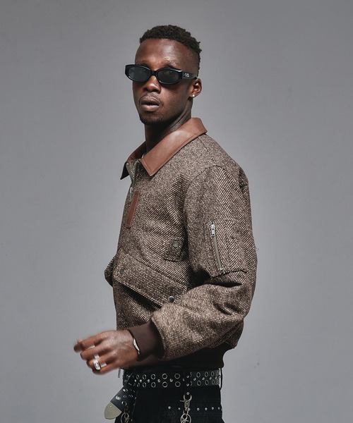 ANDER HUNK（アンダーハンク）の「Wool Blend Tweed Flight Jacket / ウールブレンドツイードフライトジャケット（ブルゾン・メンズ・ブラウン/ブラック・LARGE/MEDIUM/SMALL）」の20枚目の写真