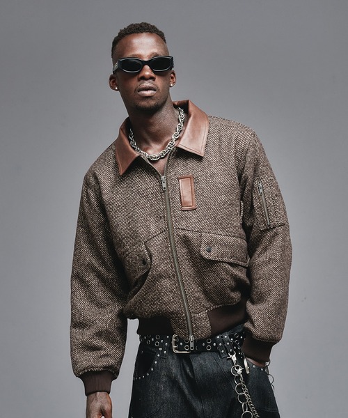 ANDER HUNK（アンダーハンク）の「Wool Blend Tweed Flight Jacket / ウールブレンドツイードフライトジャケット（ブルゾン・メンズ・ブラウン/ブラック・LARGE/MEDIUM/SMALL）」の21枚目の写真