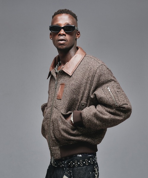 Wool Blend Tweed Flight Jacket / ウールブレンドツイードフライト