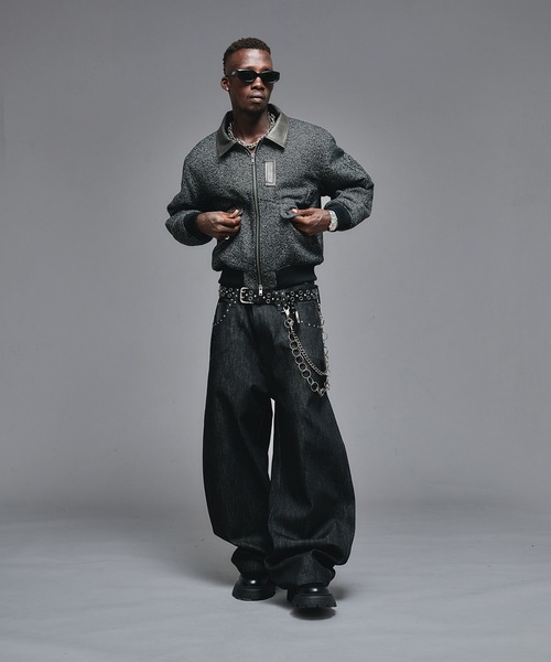 ANDER HUNK（アンダーハンク）の「Wool Blend Tweed Flight Jacket / ウールブレンドツイードフライトジャケット（ブルゾン・メンズ・ブラウン/ブラック・LARGE/MEDIUM/SMALL）」の10枚目の写真