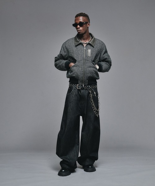 ANDER HUNK（アンダーハンク）の「Wool Blend Tweed Flight Jacket / ウールブレンドツイードフライトジャケット（ブルゾン・メンズ・ブラウン/ブラック・LARGE/MEDIUM/SMALL）」の11枚目の写真