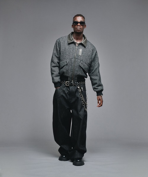 ANDER HUNK（アンダーハンク）の「Wool Blend Tweed Flight Jacket / ウールブレンドツイードフライトジャケット（ブルゾン・メンズ・ブラウン/ブラック・LARGE/MEDIUM/SMALL）」の15枚目の写真