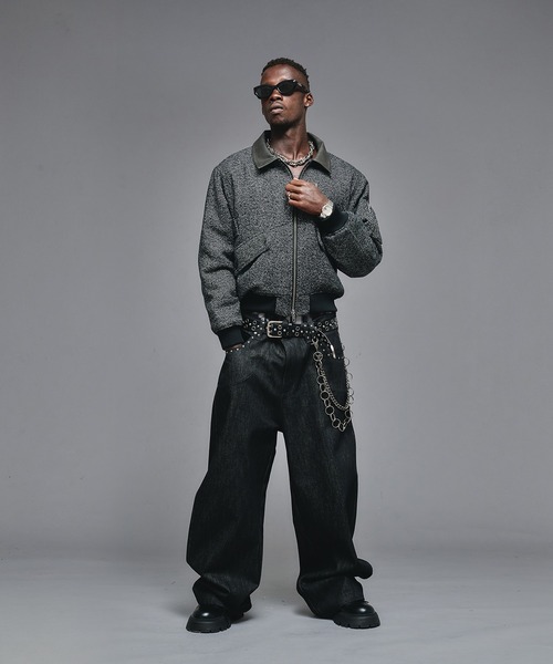 ANDER HUNK（アンダーハンク）の「Wool Blend Tweed Flight Jacket / ウールブレンドツイードフライトジャケット（ブルゾン・メンズ・ブラウン/ブラック・LARGE/MEDIUM/SMALL）」の17枚目の写真