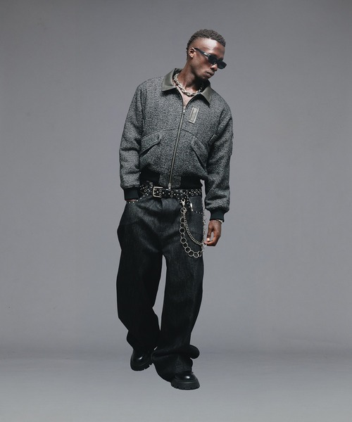 ANDER HUNK（アンダーハンク）の「Wool Blend Tweed Flight Jacket / ウールブレンドツイードフライトジャケット（ブルゾン・メンズ・ブラウン/ブラック・LARGE/MEDIUM/SMALL）」の18枚目の写真