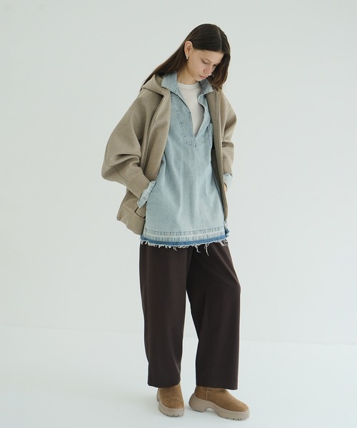 CLANE(クラネ)の「DENIM OVER SKIPPER SHIRTS(シャツ/ブラウス・レディース・ブルー/ブラック・F)」の5枚目の写真