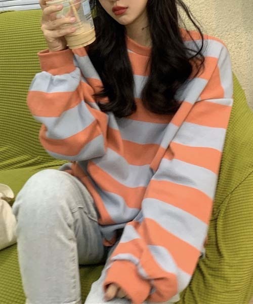 WEGO(ウィゴー)の「WEGO/バイカラーボーダーオーバーサイズロンT/トップス(Tシャツ/カットソー・レディース・その他3/その他2/その他1・LARGE/MEDIUM)」の3枚目の写真