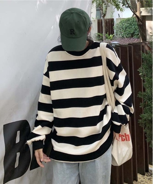 WEGO(ウィゴー)の「WEGO/バイカラーボーダーオーバーサイズロンT/トップス(Tシャツ/カットソー・レディース・その他3/その他2/その他1・LARGE/MEDIUM)」の8枚目の写真