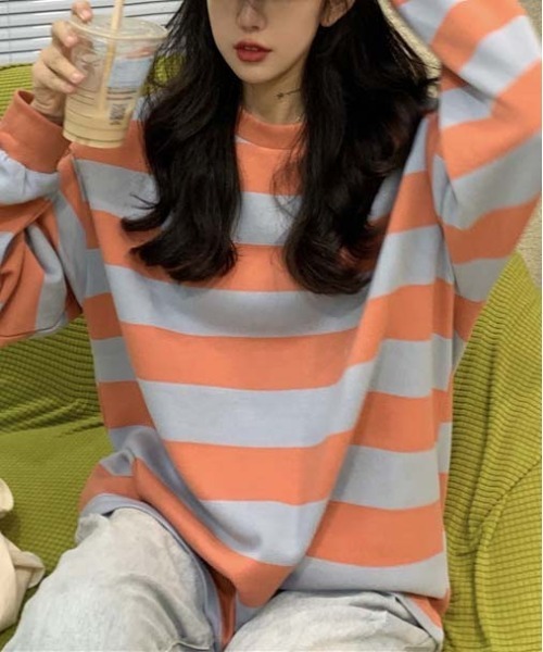 WEGO(ウィゴー)の「WEGO/バイカラーボーダーオーバーサイズロンT/トップス(Tシャツ/カットソー・レディース・その他3/その他2/その他1・LARGE/MEDIUM)」の10枚目の写真