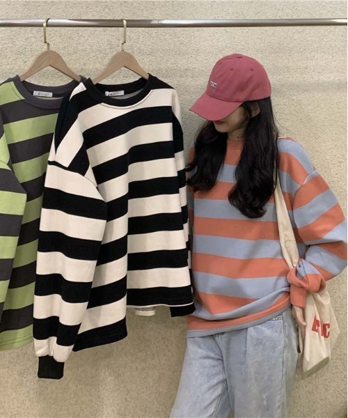 WEGO(ウィゴー)の「WEGO/バイカラーボーダーオーバーサイズロンT/トップス(Tシャツ/カットソー・レディース・その他3/その他2/その他1・LARGE/MEDIUM)」の12枚目の写真