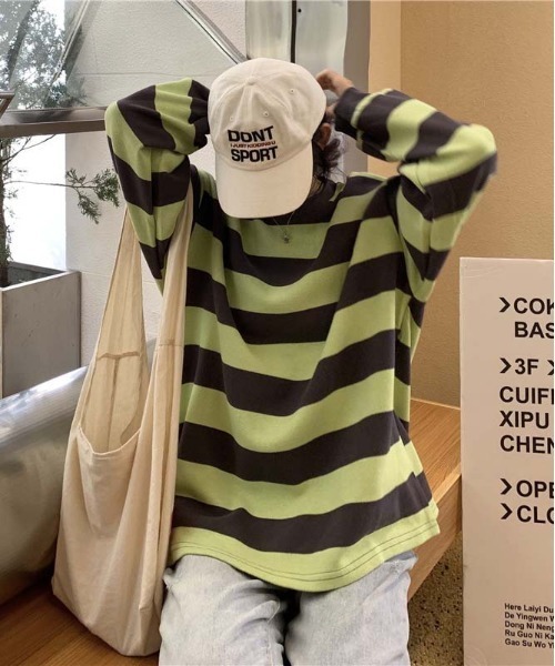 WEGO(ウィゴー)の「WEGO/バイカラーボーダーオーバーサイズロンT/トップス(Tシャツ/カットソー・レディース・その他3/その他2/その他1・LARGE/MEDIUM)」の14枚目の写真