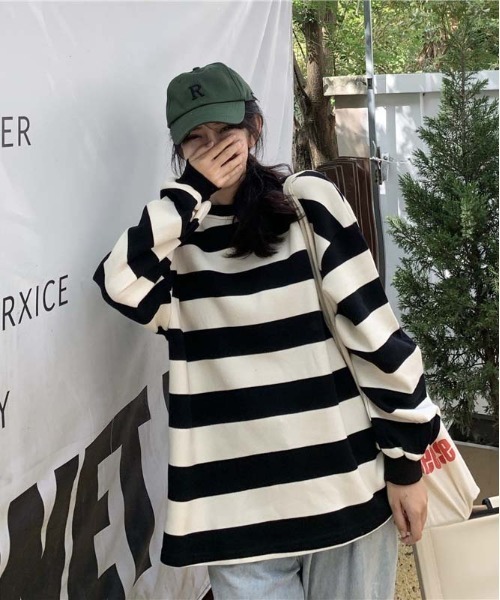 WEGO(ウィゴー)の「WEGO/バイカラーボーダーオーバーサイズロンT/トップス(Tシャツ/カットソー・レディース・その他3/その他2/その他1・LARGE/MEDIUM)」の6枚目の写真