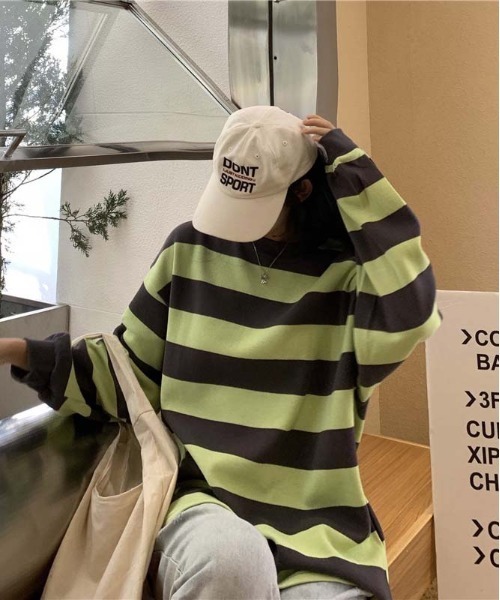 WEGO(ウィゴー)の「WEGO/バイカラーボーダーオーバーサイズロンT/トップス(Tシャツ/カットソー・レディース・その他3/その他2/その他1・LARGE/MEDIUM)」の15枚目の写真