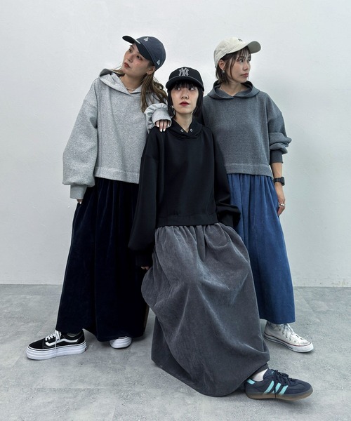 niko and...（ニコアンド）の「【MODE NORM CORE】フーディドッキングワンピース（ワンピース・レディース・グレー/ブラック/チャコール・LARGE/MEDIUM）」の4枚目の写真