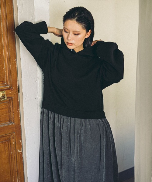 MICROWAVE NIKE ワンピース チュールドッキング リメイク 黒 MICROWAVE