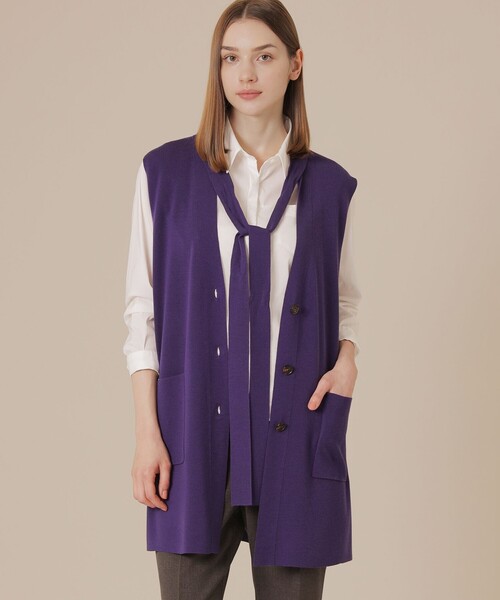 MACKINTOSH LONDON（マッキントッシュ ロンドン）の「クリアニットジレ（ベスト・レディース・ブラック/パープル系その他4/ベージュ・38）」の3枚目の写真