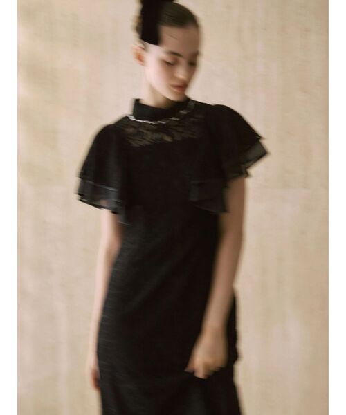 【新品】LAGUNAMOON ラグナムーン オケージョンドレス ブラック S ラグナムーン LAGUNAMOON LADYシアーレイヤードセットアップドレス